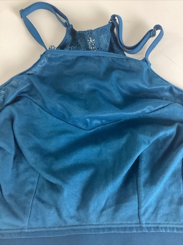 18/20 Cacique Lane Bryant High Neck Lace Bralette Wirefree Racerback GREEN NWOT - Picture 11 of 14