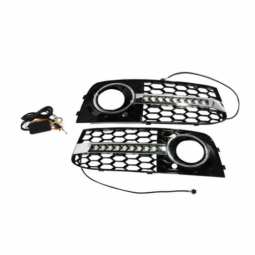 Front Bumper Grille Flowing Led Fog Light Signal DRL For Audi A4 B8 2009-2011 BP - Picture 2 of 8