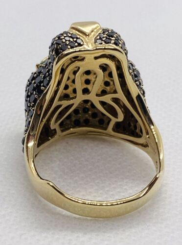 Collectors Effy 14K 585 YG .27ctw Emerald 3.53ctw Black Diamond Panther Ring - Picture 8 of 13