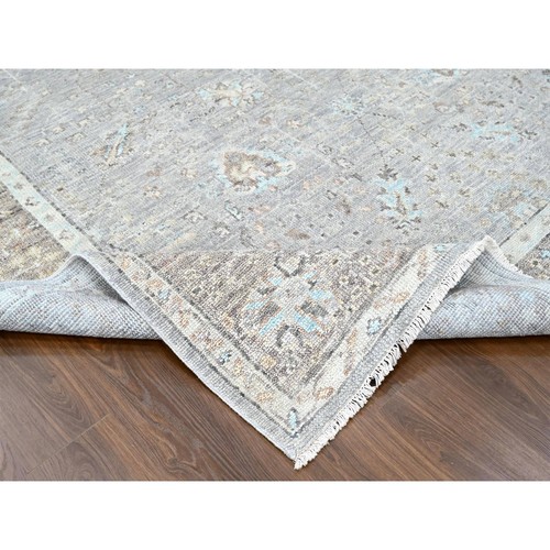 9'x12'1" Medium Gray Oushak Design Hand Knotted All Wool Oriental Rug R10239 - Picture 6 of 11