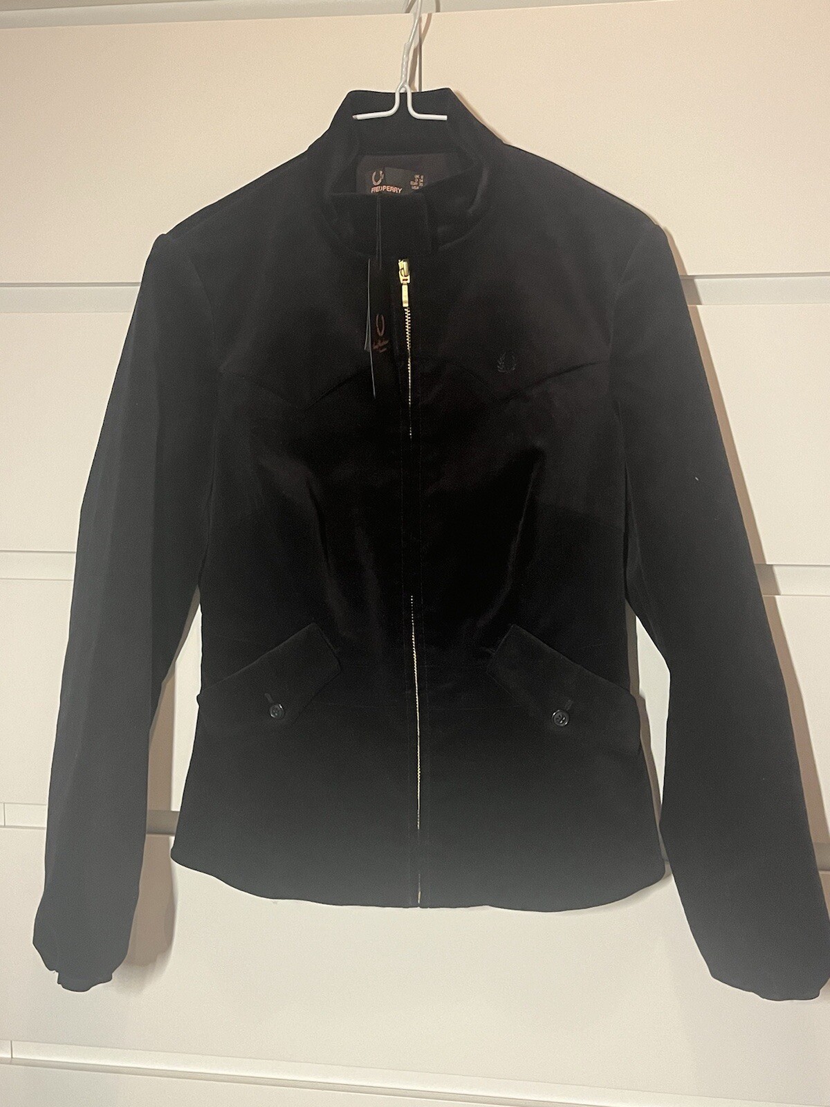 Fred Perry Amy Winehouse Velvet Black Harrington Jacket Rare Size 8 BNWT