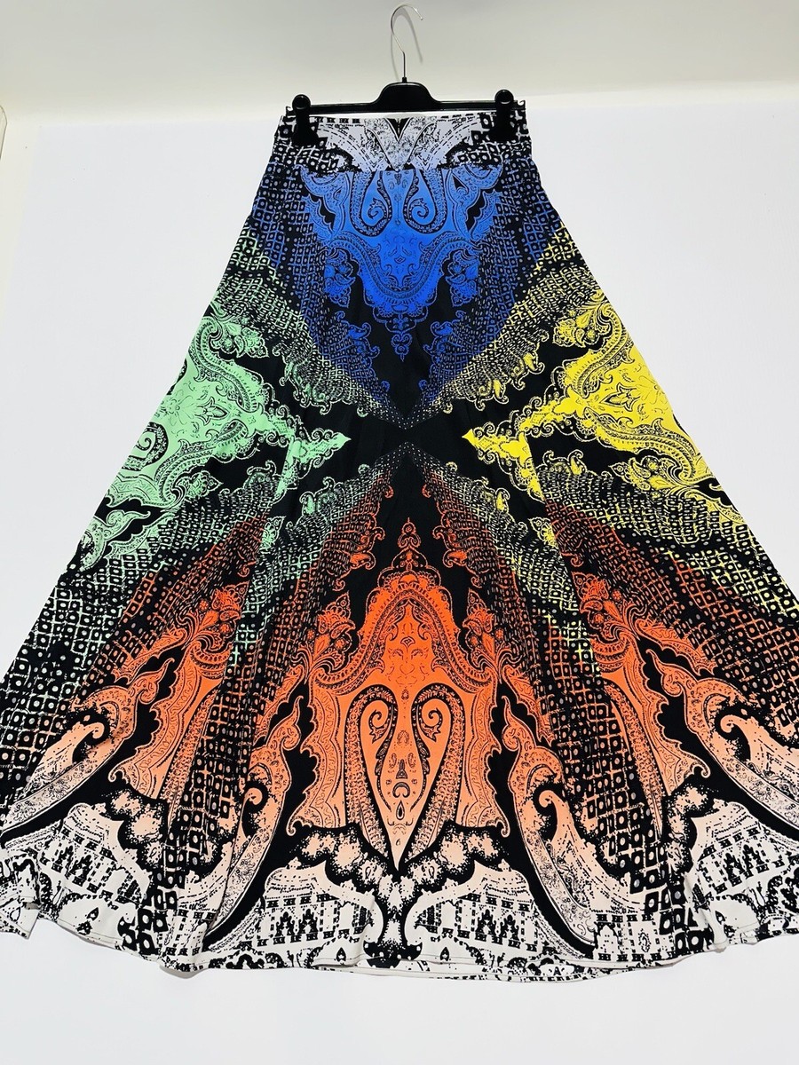 ETRO Maxi Skirt Multi Color Art Paisley Silk IT 44/US 6 NWT