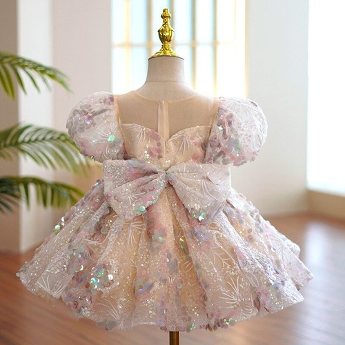 Children Evening Dresses Girls Birthday Party Dress Prom Shiny Sequins Dress - Picture 4 of 25