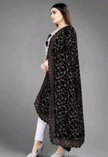 Traditional Indian Dupatta Heavy Embroidered Velvet chunni Bridal shawl her gift