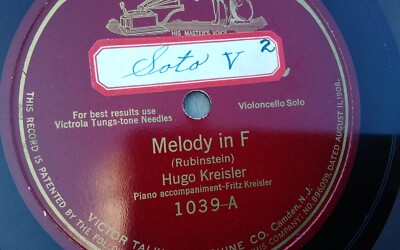 Hugo Kreisler 78rpm Single 10-inch Victrola Records #1039 Melody
