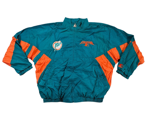 Vintage Starter Miami Dolphins Windbreaker Jacket Mens 3XL Blue Orange Full Zip