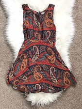 Free People Womens Dress Boho Paisley Size 6 Zip Cocktail Casual