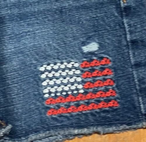 NWT Old Navy Girls Shorts denim jean cutoff Fourth July flag embroidered Size 14 - Picture 2 of 3