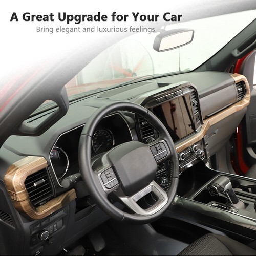 14pcs Wood Grain Full Interior Console Panel Cover Trim Kit For Ford F150 2021+ - Picture 3 of 13