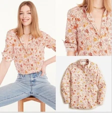 NWT J.CREW 2 Classic-fit organic cotton popover in Liberty Garden of Life BG162