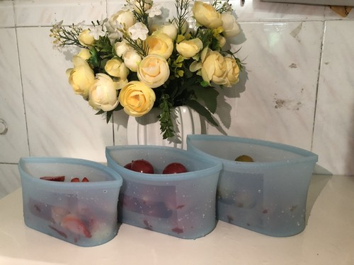 8 Bolsas de Silicona Reutilizables Taza Platos Almacenamiento Ziplock Cocina Alimentos Frutas Contenedor - Imagen 8 de 11