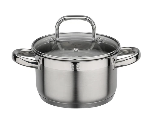 GSW Fleischtopf FOGO mit Glasdeckel 16cm Kochtopf Induktion rostfrei Literskala