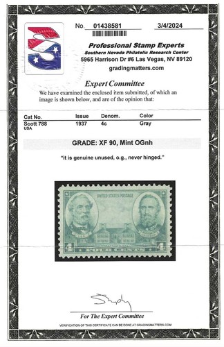 U.S. STAMP #788 -- 4c ARMY-NAVY -- XF — MINT -- GRADE 90 - Picture 2 of 2