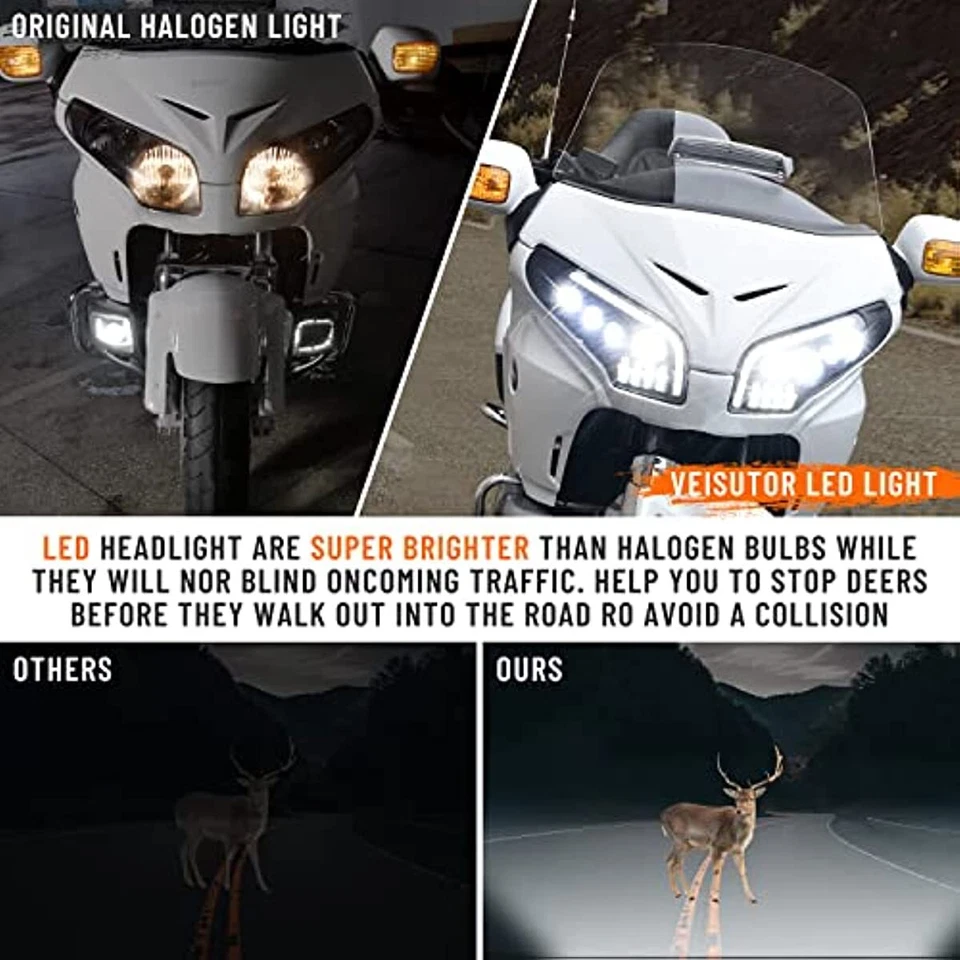 LED Headlight H/L Beam Blinking Turn Signal for Honda GoldWing GL1800 2001-2017 - Image 3 of 4