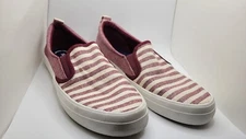 SPERRY Womens Boat Shoes Slip On Size 9.5 STS85929 Shimmering Stripes Red Cream