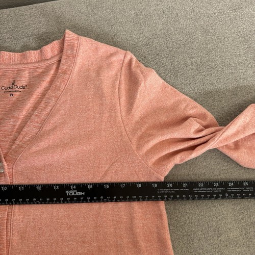 Cuddl Duds Sleep Shirt L Petite Peach Fleece Lined Comfort Sleep Cardigan Cozy - Picture 7 of 10