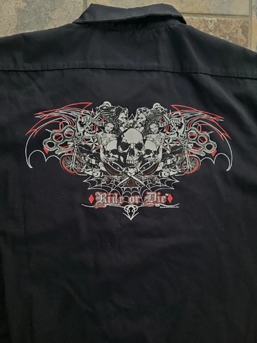 Camisa de motociclista Ride Or Die 2009 3XL negra con botones manga corta para hombre - Imagen 7 de 7