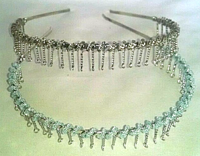 Vintage Rare 2 Piece Beaded Metal Hair Headband ANTIQUE 1920s Headband, Flapper Rhinestone Bridal Hair Vine  main image 2