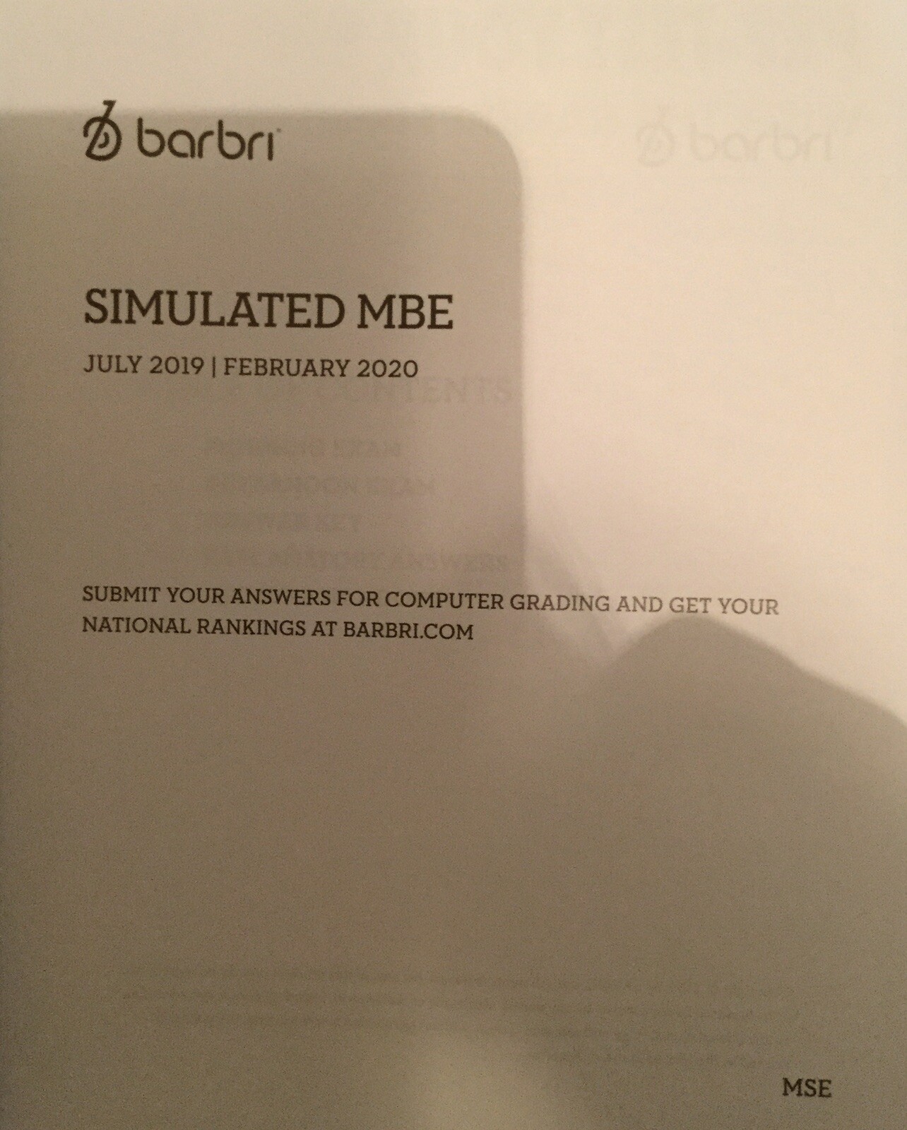 BarBri Simulated MBE (MSE) 2019 2020 In FAIR Condition.. eBay