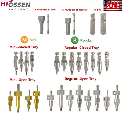 USA Hiossen Dental ET Transfer Coping Open/Closed Tray Reg/Mini Ø4-6mm H11-15mm