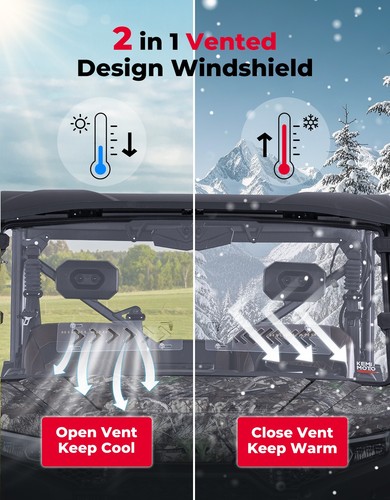Vented Front Windshield W/ Sliding For CFMOTO UForce U10 Pro/ U10 Pro XL 2025+ - Picture 3 of 11
