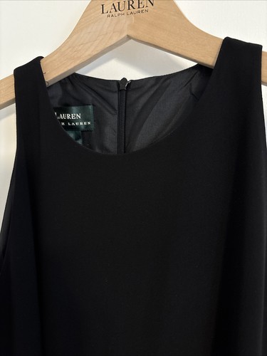 Ralph Lauren Green Label Damen schwarzes Kleid gefüttert, geraffter Saum Größe 6 gebraucht, in einwandfreiem Zustand - Bild 2 von 9