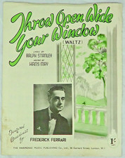 Throw Open Wide Your Window Piano Vocal Sheet Music Frederick Ferrari Vintage