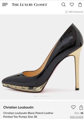 Vintage Christian Louboutin Black Patent Leather Pointed Toe Pumps Size 35 1/2