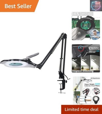 10X LED Magnifying Lamp with Clamp, 2,200 Lumens Dimmable Super Bright Daylig...