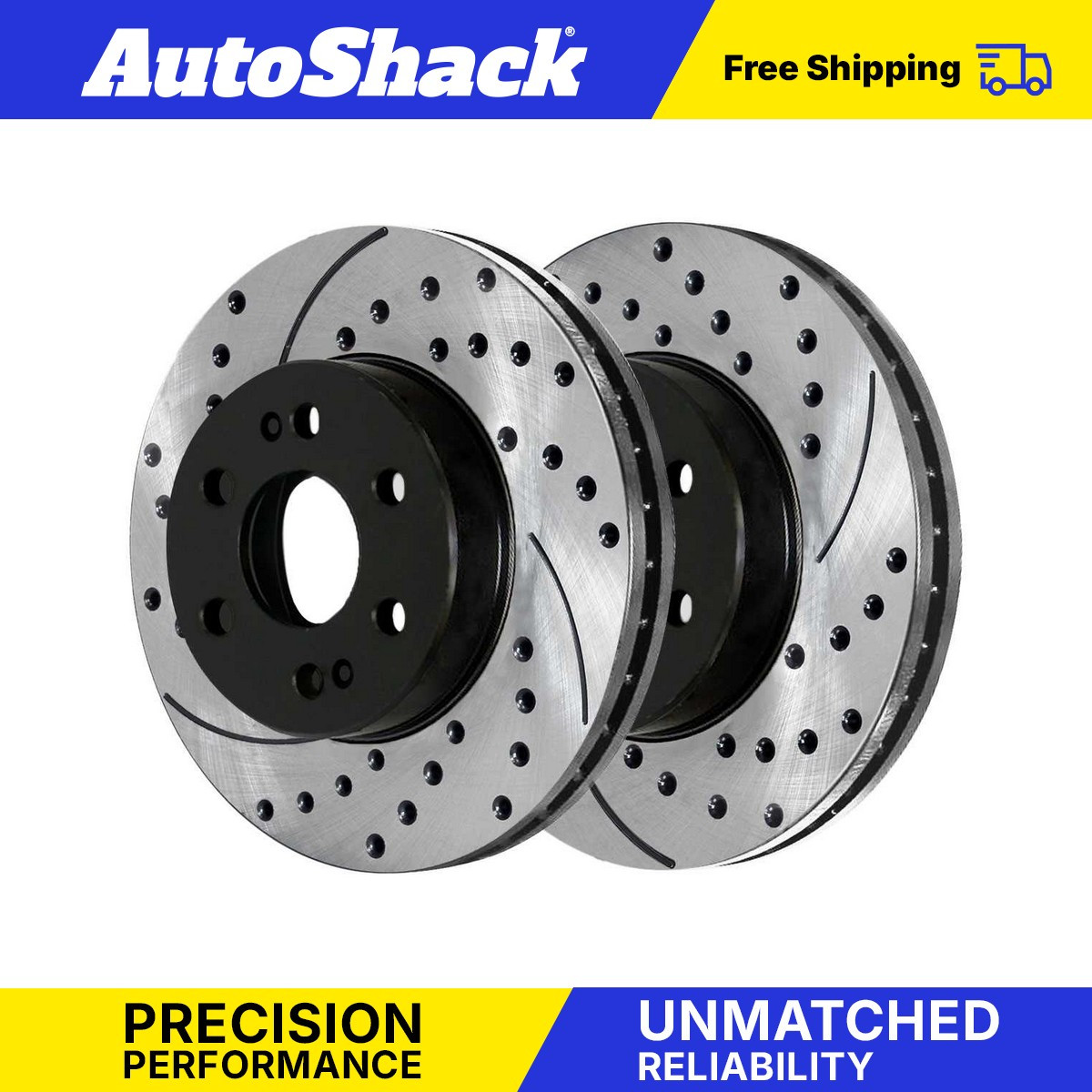 Front Drilled Slotted Brake Rotors Black Pair 2 for GMC Envoy Chevy Trailblazer