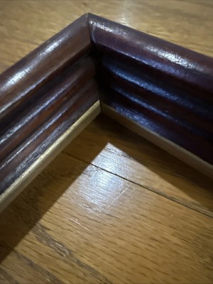 AQ Beautiful Unique Dark Brown Wood Gilt Frame-13.25 x10.75 x1.5 /12x9.5 -Hefty