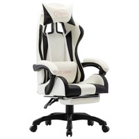 Vidaxl Gaming-Stuhl Mit FußStüTze Schwarz Und Weiß Kunstleder Neu