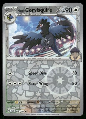 Hop's Corvisquire 134/159 Common Journey Together Pokemon Reverse Holo Near Mint