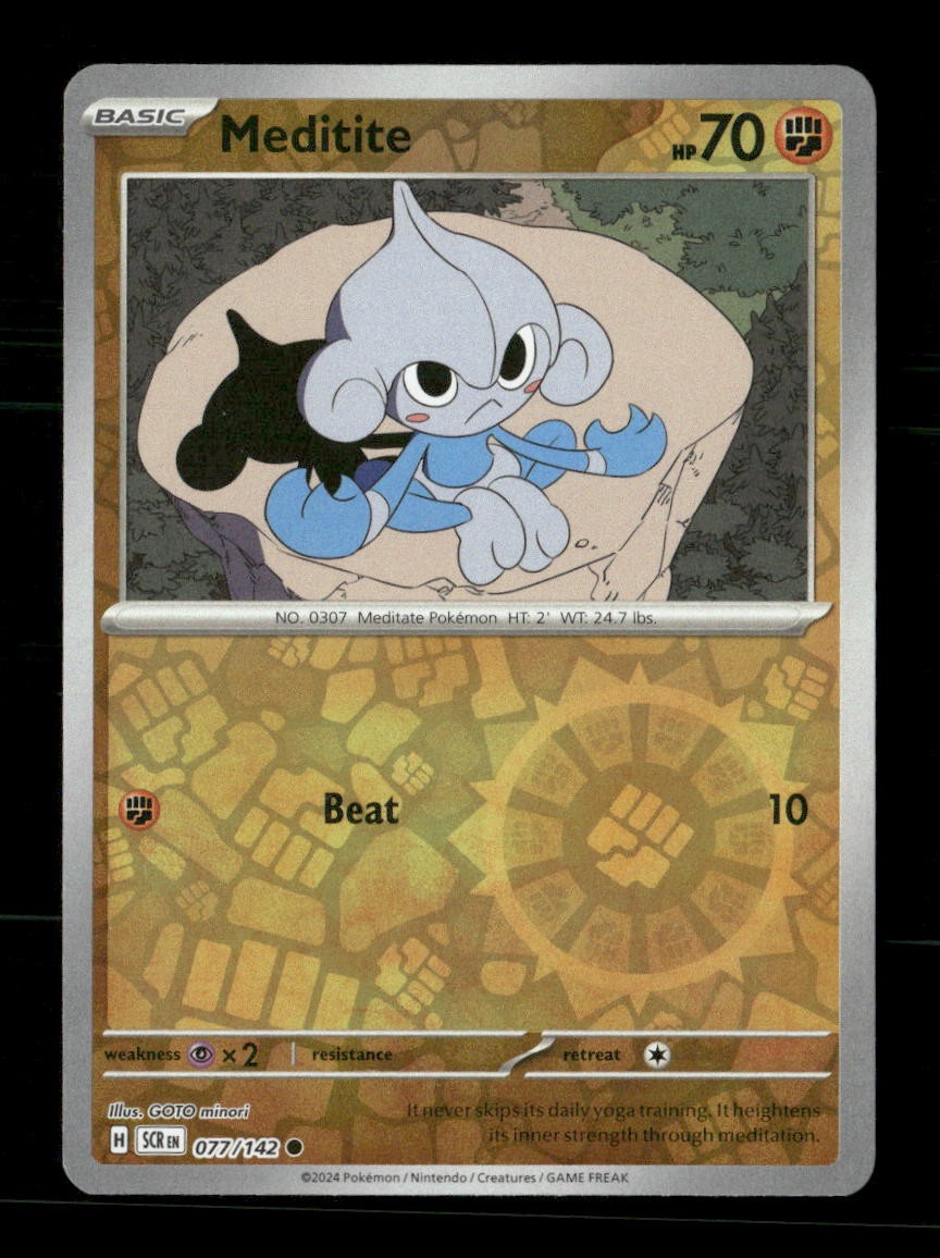 Meditite 77/142 Stellar Crown Reverse Holo NM/M Pokemon