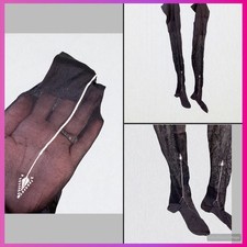 Antique Women  s Stockings Thigh High Victorian Edwardian Hose Black White Arrow