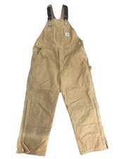 Carhartt Quilted Lined Duck Bib Overalls Men  s 40x30 Double Knee R02 BRN Brown