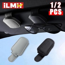 iLMH Magnetic Car Sunglasses Holder Leather Sun Visor Glasses Clip Organizer