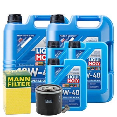 Motoröl 10W40 LIQUI MOLY Super Leichtlauf 13L+MANN Ölfilter+Ölablassschraube
