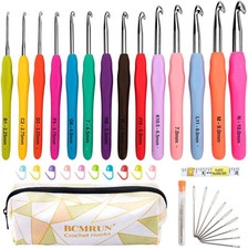 Ergonomic Crochet Hooks Set 14 Sizes With Storage Case Knitting Needles Kit
