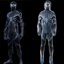 Upgraded Black Venom Spider-Man Jumpsuit Cosplay Costume Halloween Adult Kids US