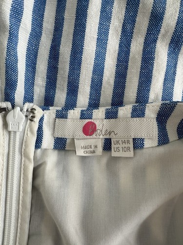 Women's Boden Dorothea Linen Cotton Stripe Jumpsuit Blue White UK 14 US 10 - Picture 12 of 19