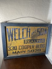 1920&rsquo;s Denver Colorado Welch And Sons Realtor Painted Tin Sign Original Framed
