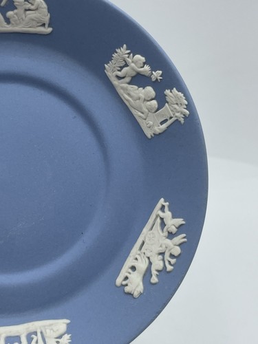 Wedgwood Jasperware Espresso Demitasse Tea Saucer Plate Blue Cherubs Bs303 - Picture 6 of 15