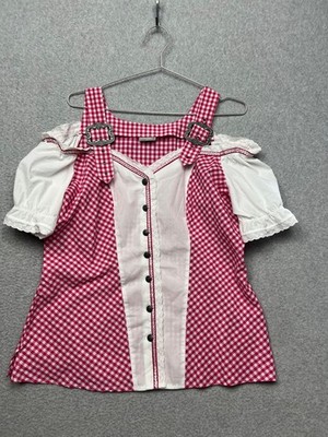 Vintage Laura Torelli Gingham Blouse Trachten Oktoberfest German Dirndl 44/L*