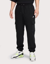 Image of Nike Pants Men XL Black White Club Fleece Cargo Cuffed Jogger Sweats FN3805 010
