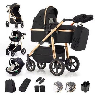 AmityX  Luxus Kinderwagen 4 in 1  Komplettset mit Autositz Baby Stroller
