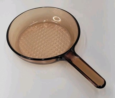 Corning Vision Ware Amber 7'' Waffle Bottom Skillet Fry Pan France (6A)