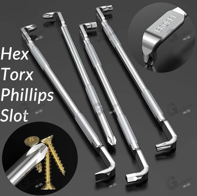 Magnetic Slot Phillips Hex Torx Screwdriver Wrench Right Angle Tight Space Bent