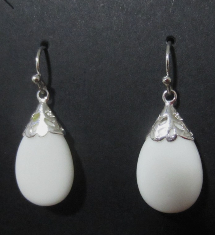 White Onyx Solid 925 Silver Dangle Earring Teardr… - image 7