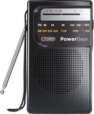 Portable Radio AM/FM, 2AA Battery Operated with Long Range Reception for Indoo